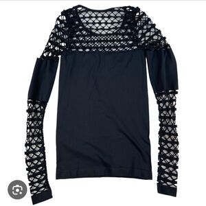 Elegant Black Mesh Sleeve Top